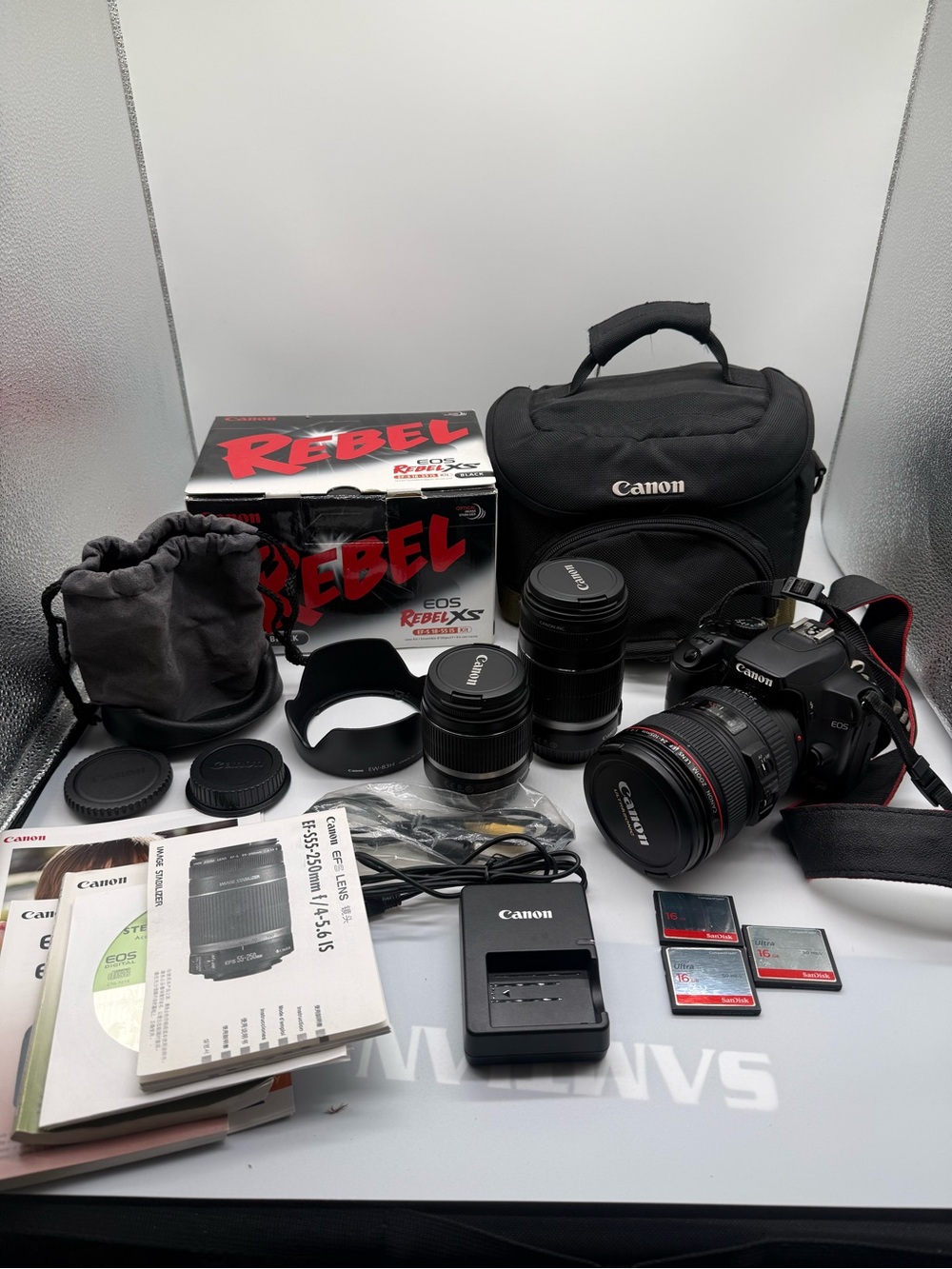 Canon EOS Rebel XS EOS 1000D DSLR Camera Complete Package with 3 Canon Lenses